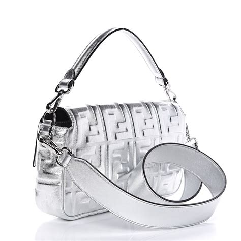 ff silver pattern fendi embossed|fendi baguette silver.